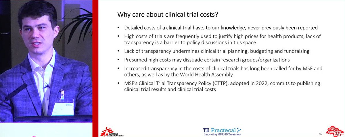 #MSFSci #TB#PRACTECAL clinical trial showed that #BPaLM regimen was superior to the standard of care and influenced #WHO #TB treatment recommendations. Detailed costs of clinical trials are rarely shared publicly. Enter #MSF clinical trial transparency policy.