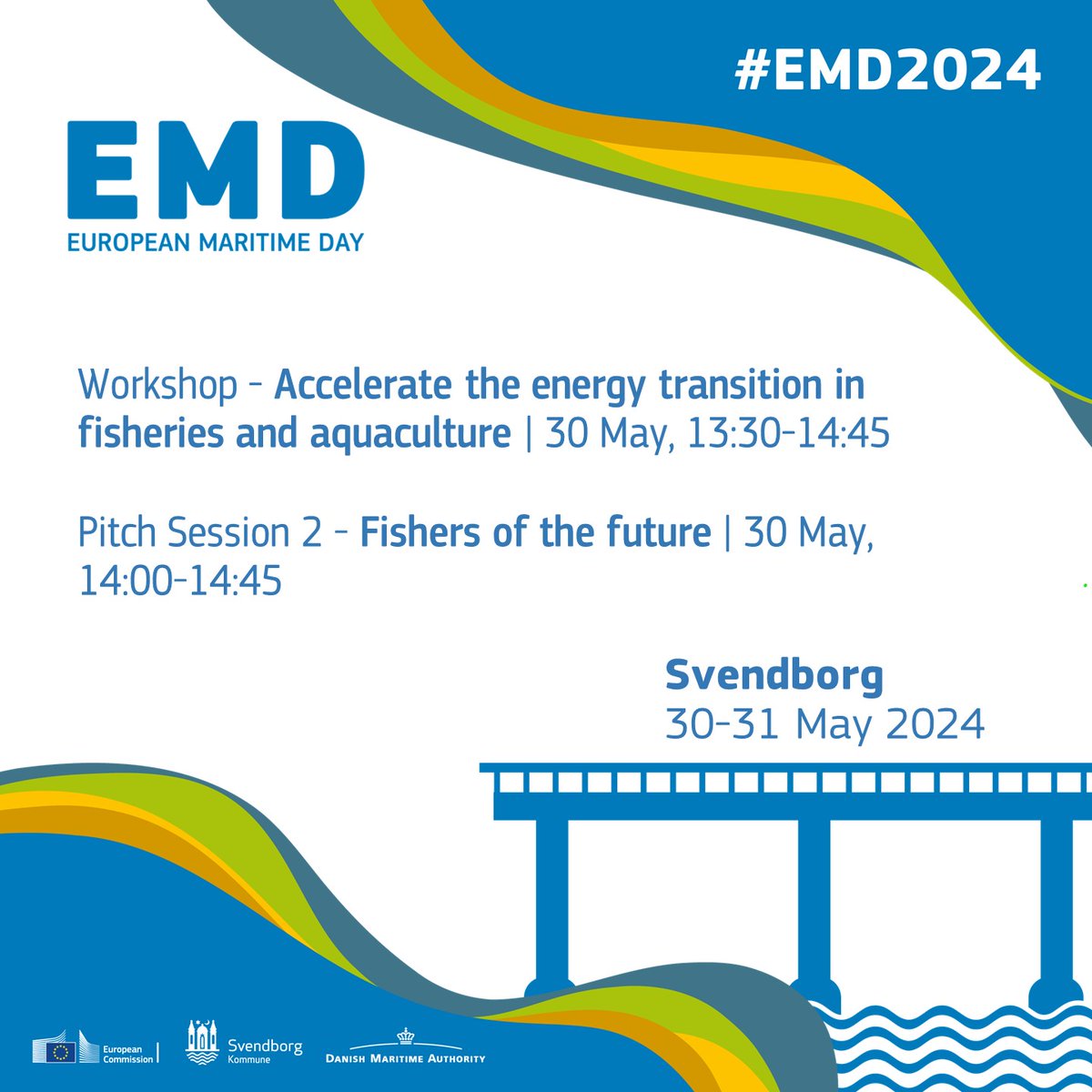 Do you work in the fisheries sector and are you attending #EMD2024? Don't miss the sessions on: ⚡️Accelerating the #EnergyTransition in fisheries and aquaculture 🐟#FishersOfTheFuture More info👇 europa.eu/!xv3Xqc #EU #EMFAF #MissionOcean #HorizonEU #Transport #Energy