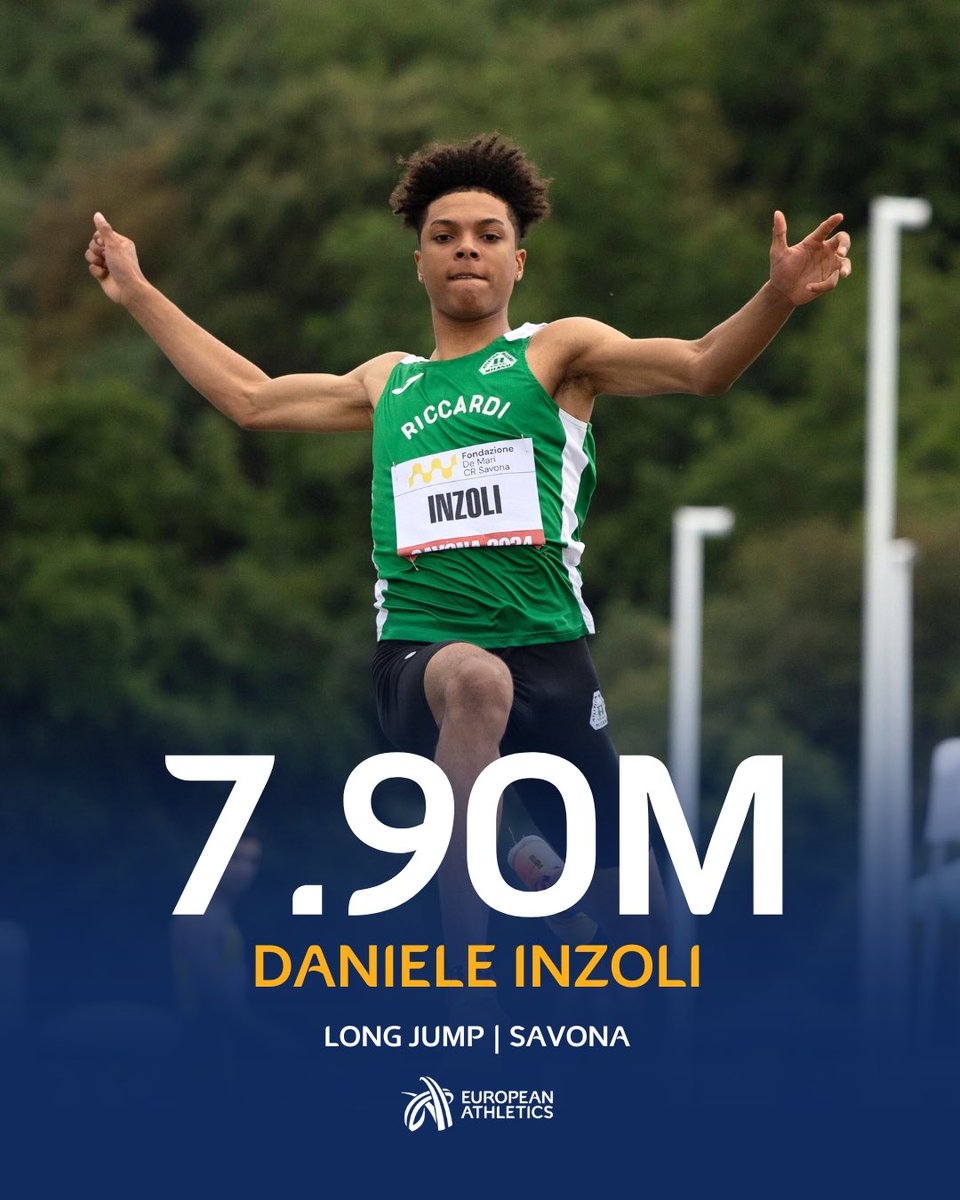 Yet another exciting Italian prospect. ✨

Daniele Inzoli 🇮🇹 jumped a lifetime best of 7️⃣.9️⃣0️⃣m in the long jump in Savona last night.

He’s still only 15! 🫠

#ContinentalTour