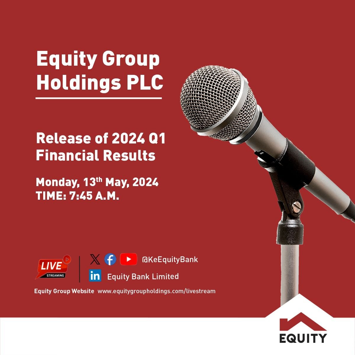 Earlier this week on 13th May 2024, Equity Group Holding PLC released their 2024 Q1 Financial Results. In the release, they highlighted the significant performance improvement from the previous year ending 31st December. #Equity2024Q1Results