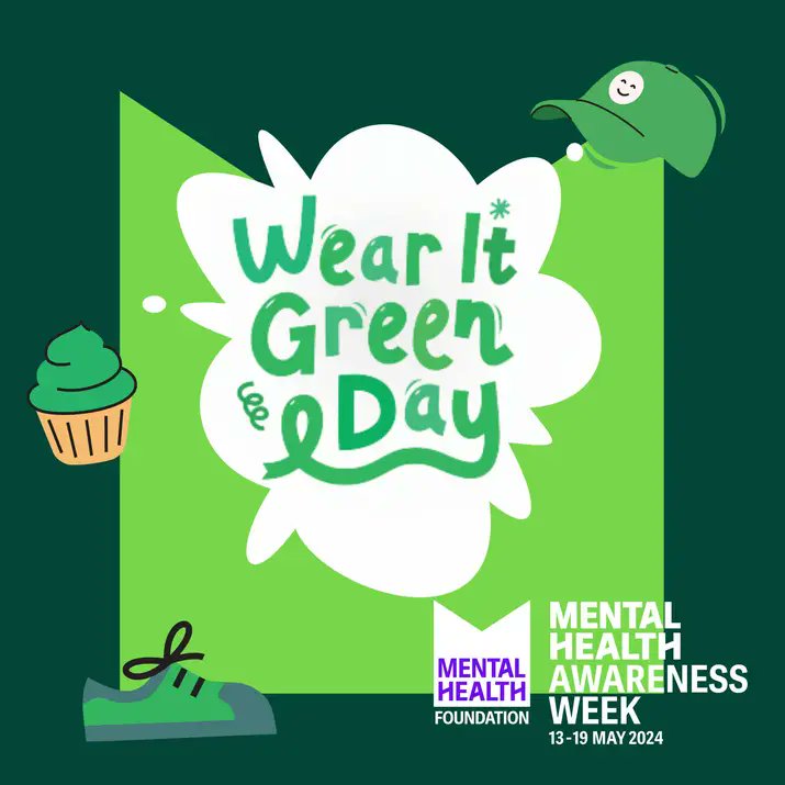 💚 Wear It Green today for #MentalHealthAwarenessWeek. 🎉 Or hold a Wear It Green Day Party in your community, or with friends and family. 👉 Download the Mental Health Foundation resource pack for inspiration: bit.ly/3UtZE79 #MomentsForMovement