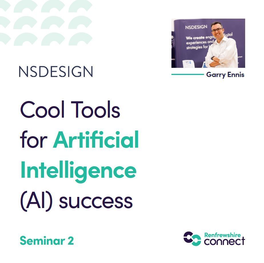 Seminar 2 takes place at 11.15am: Cool Tools for Artificial Intelligence (AI) success, with Gary Ennis @nsdesign. Generative AI is here to stay, but there’s more to it than just ChatGPT.  Join Gary for a whirlwind tour of other free & affordable Gen-AI tools you could be using.