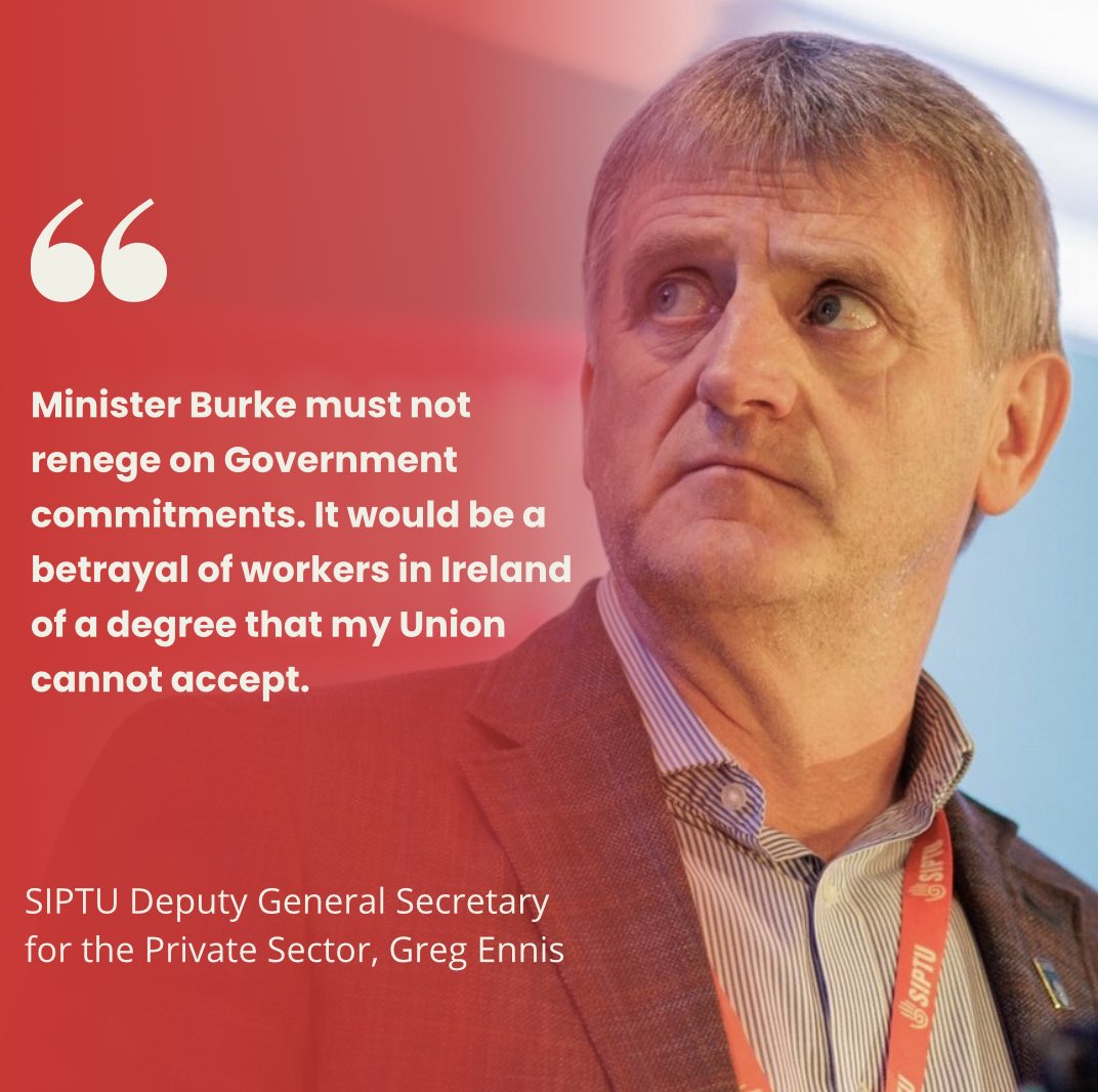 Reneging on minimum wage and sick pay hikes while showering businesses with cash would be a betrayal of workers our Union cannot accept. Full statement from SIPTU Deputy General Secretary, Greg Ennis here: 👉 siptu.ie/government-mus…
