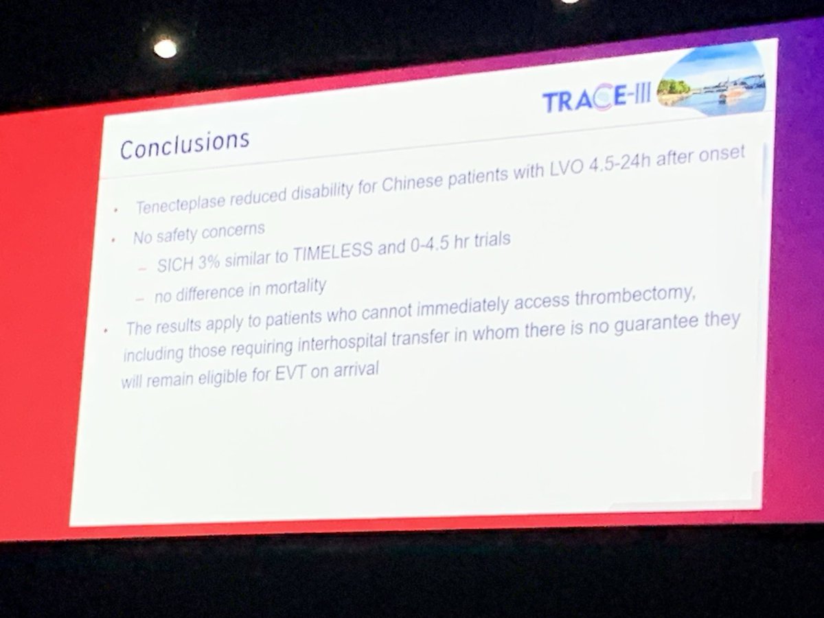 TRACE III reports improved outcomes with tenecteplase 4.5-24 hours after stroke onset in patients with large vessel occlusion not planned for EVT. Very interesting food for thought #ESOC2024
