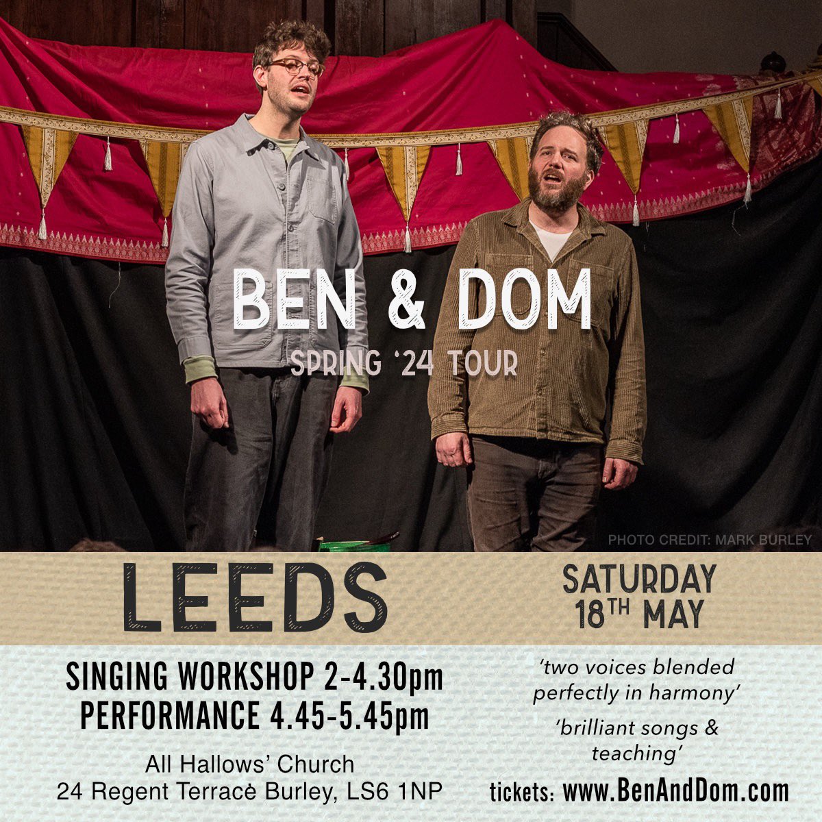 On Saturday we’ll be doing our first ever workshop/gig in Leeds. We’d love to reach a few more local folks. Help us spread the word, and hope to see you there. 🎟️ billetto.co.uk/e/ben-dom-in-l…