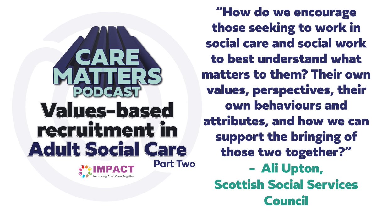 Our latest podcast episode is out now and comes in 2 parts! @talking_health hosts a conversation about Values-based recruitment- we hear about some fantastic resources and toolkits available for care sector employers: podbean.com/ew/pb-6nzc3-16… @ESRC @ImpAdultCare