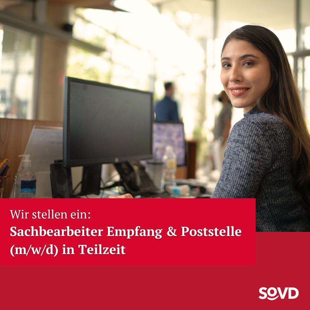 🚀 Der Sozialverband Deutschland (SoVD) sucht DICH als Sachbearbeiterin/Sachbearbeiter (m/w/d) für den Empfang und die Poststelle in der Bundesgeschäftsstelle in Berlin unbefristet in Teilzeit (30 Wochenstunden) zum 1. Juli 2024! Am Empfang bist du die erste Stimme und das erste