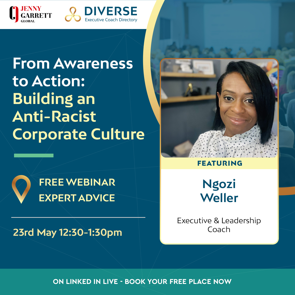 Transforming workplaces starts with taking action. Join us for an empowering webinar on building an anti-racist corporate culture featuring @NgoziWeller. Register Now at: tinyurl.com/um5ekv2x
#FromAwarenessToAction #webinar #linkedinLive #DEI #CorporateCulture