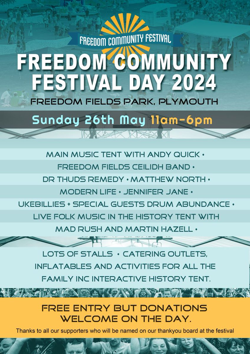 The annual @FreedomFestival at Plymouth's Freedom Fields Park is a free event celebrating the city's diverse community. Enjoy culture, music, food, and activities. Sunday, May 26th, 11am-6pm. More details can be found here: freedomcommunityfestival.org #FreedomCommunityFestival