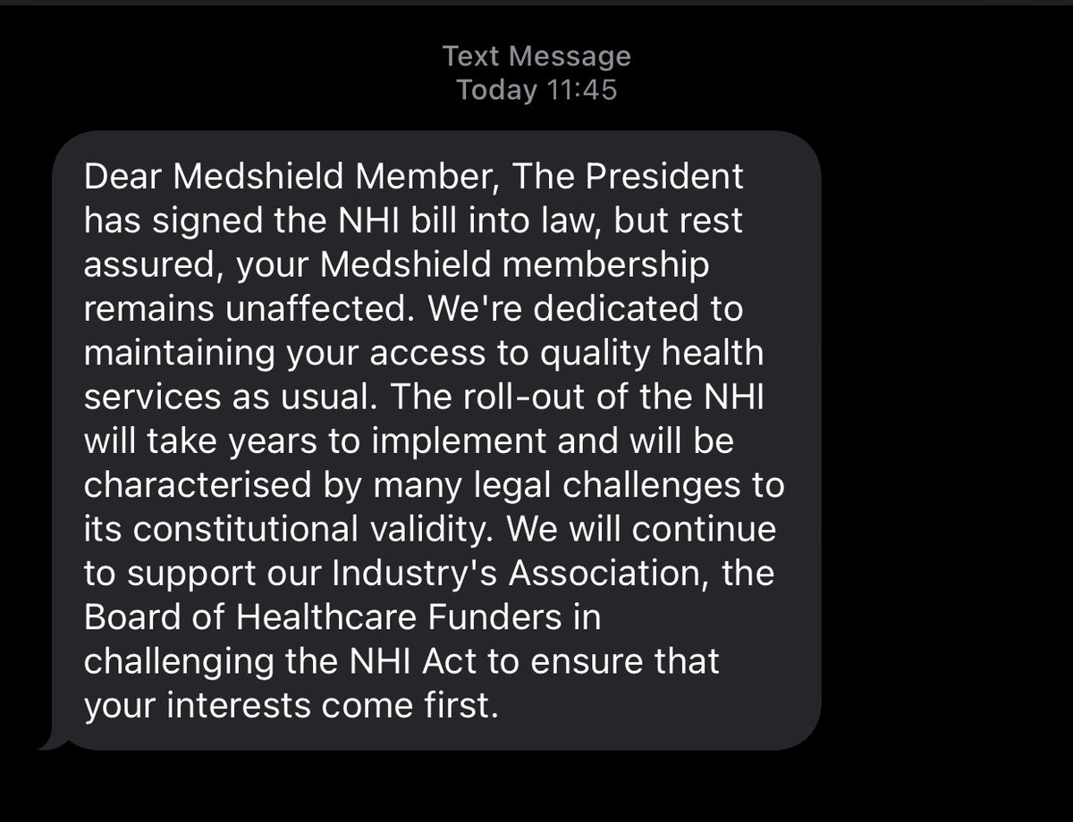 Just as i was reading about the horrors of this NHI bill and what it means, my medical aid reassures me🥺 @MedshieldSA