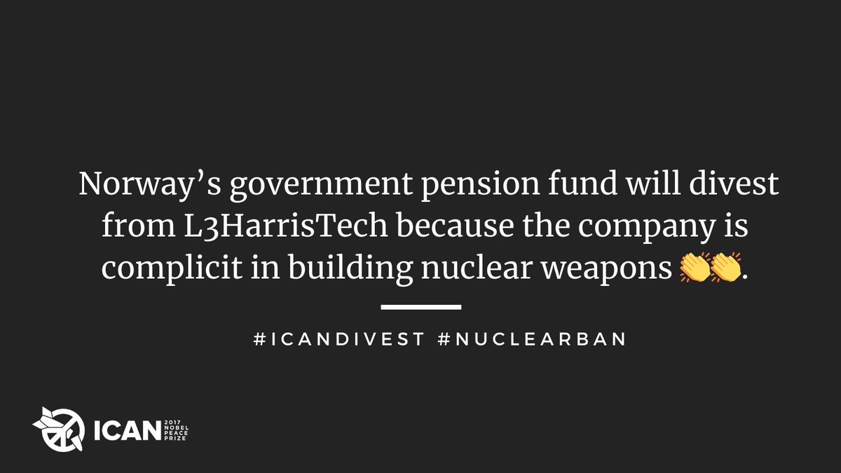 ‼️No company should be building weapons of mass destruction, and Norway’s government pension fund is taking its money out of indiscriminate weapons. #nuclearban Read more here: nbim.no/en/the-fund/ne…