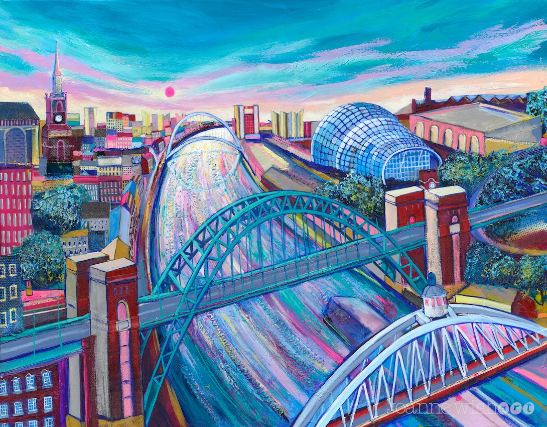 Tyne River Flows - Art Print

This print depicts the River Tyne flowing towards the Millennium Bridge and drawing your gaze through into the distance.
The Tyne Bridge, The Sage Gateshead, and The Baltic Centre for Contemporary Art all feature in this colourful artwork
#Newcastle
