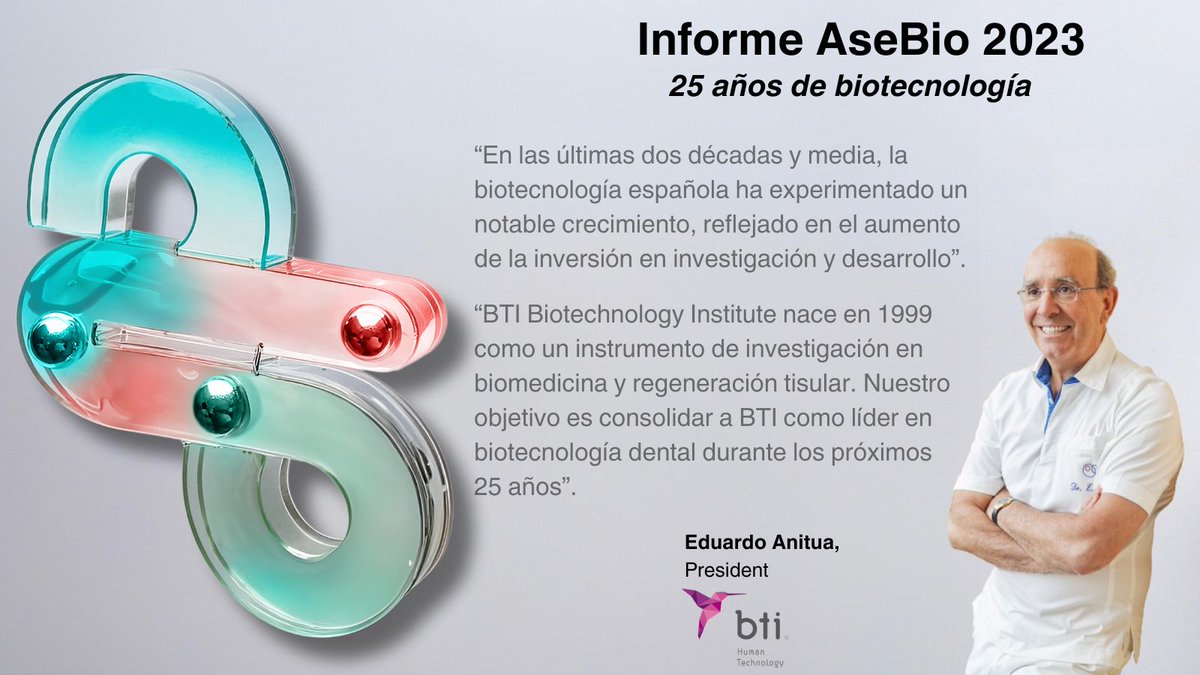 #25AñosDeBiotecnología | El Dr. Eduardo Anitua, presidente de @BTIBiotech, repasa la trayectoria, los objetivos de la compañía y el 'notable crecimiento' en las dos últimas décadas de la #biotecnología en España ➡️ El #InformeAseBio2023, próximamente: asebio.com/actualidad/age…