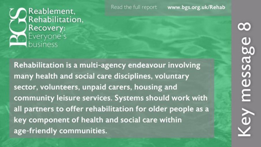 I’ve got a healthcare background, but rehabilitation needs to be much more than this! Think housing, think education, think third sector… Think EVERYONE!