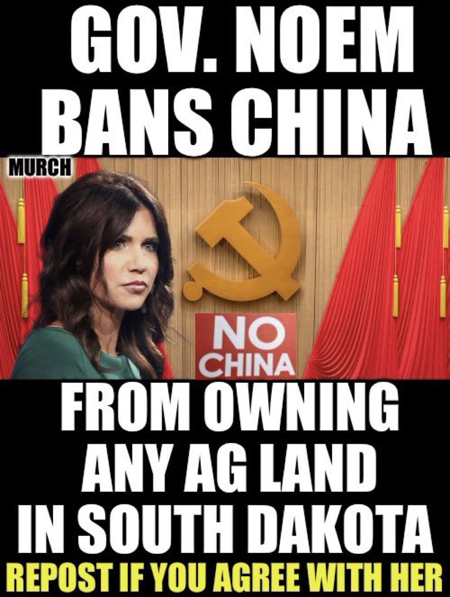 She also included Russia, Cuba, Iran, North Korea, and Venezuela. Should any foreign country be able to own American farmland? 🤔 Who thinks every state should adopt this law? 🙋‍♂️
