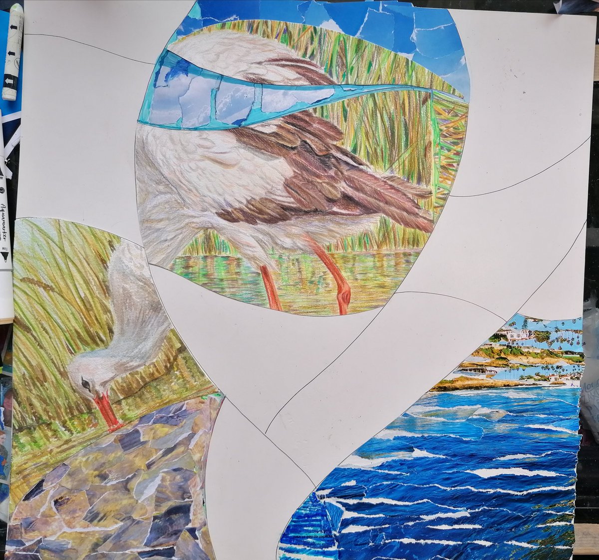 Today I progress on my final cubisme artwork
Stork at lake
I combinate my colorspencils and watercolors stork in this artwork
As soon on @OmniFlixNetwork
@chroniclesvault
@Sandytoes2211
#nftfarnazpishro
Check out my artwork in my site
farnazcollections.com