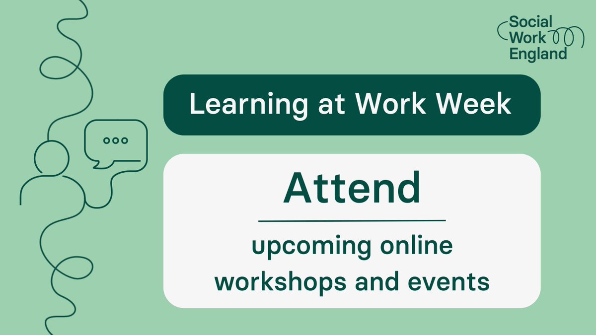Book onto upcoming online workshops and events for social workers and their employers. Upcoming events include a workshop on CPD requirements, an event on the professional standards, and more. ow.ly/Q5s050REeoe #LearningAtWorkWeek #LearningPower
