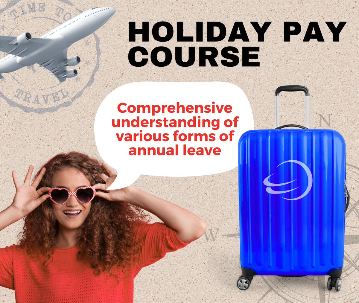 It's almost time for take-off! Sign up for the #HolidayPay Course  ✈️

Gain a comprehensive overview of the significance of influential case law and statutes, as well as the distinctions among various forms of #annualleave  💡

Register your place here: bit.ly/4cKgzcM