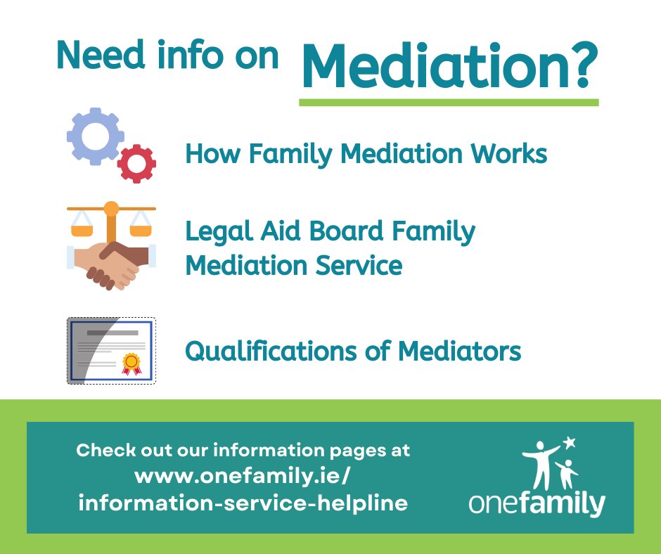 Have questions about #Mediation? Wondering how family mediation works? Check out One Family's Helpline Information Pages here: onefamily.ie/information-se…