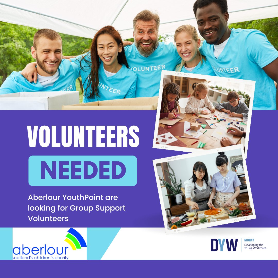 Join Aberlour Youthpoint's team as a group support volunteer and make a real difference in young people's lives! Get hands-on with arts, sports, and more alongside our awesome crew. No experience needed—just your enthusiasm! Ready to make an impact - ow.ly/Q77K50RA7yc