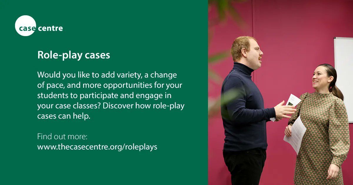 Would you like to add variety, a change of pace and further opportunities for students to participate and engage during your classes? Why not incorporate role-plays into your #caseteaching sessions? 🎭 FIND OUT MORE 👉 buff.ly/3HGgZAW