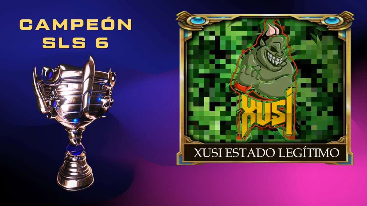 Xusi, campeón de SLS 6 ✨

Fueron a repesca y han jugado casi el máximo de mapas posibles en este formato. 

La eterna promesa, por fin, logra ganar el título.

¡Enhorabuena! 💚👹