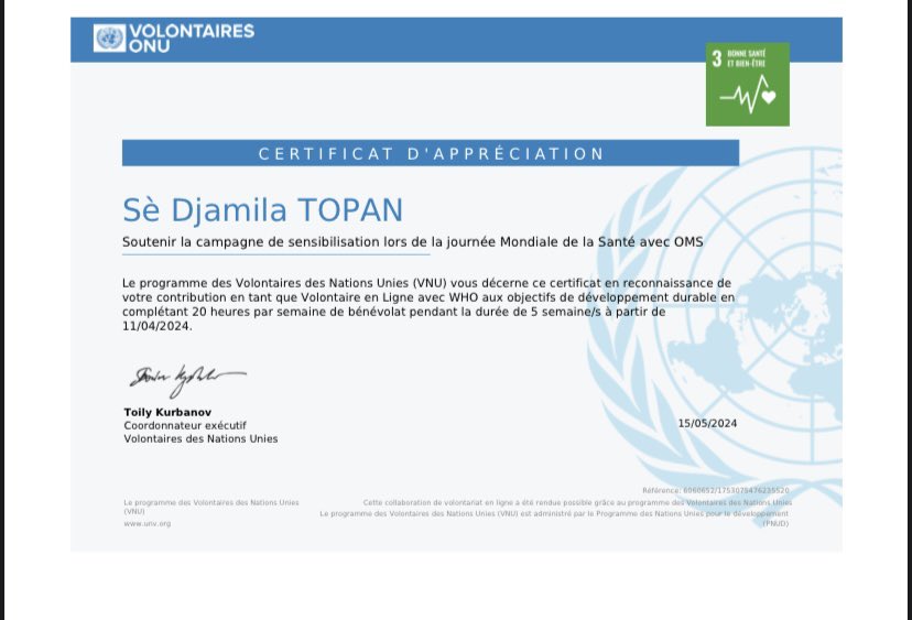 C'est avec une profonde gratitude que je vous annonce une nouvelle occasion de célébration : nous avons reçu un autre certificat des Nations Unies, reconnaissant notre engagement envers une cause qui nous est chère.