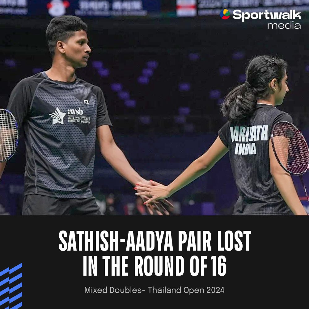 🏸 𝗧𝗼𝘂𝗴𝗵 𝗱𝗮𝘆 𝗼𝗻 𝘁𝗵𝗲 𝗰𝗼𝘂𝗿𝘁! Ashmita Chaliha fought well, but fell to 🇨🇳's Han Yue 15-21, 21-12, 12-21 in the decider game. ➡️ The Sathish-Aadya pair lost as well to 🇵🇱's Rinov-Pitha 19-21, 17-21 in the R16. 👉🏻 Follow @sportwalkmedia for the latest updates on