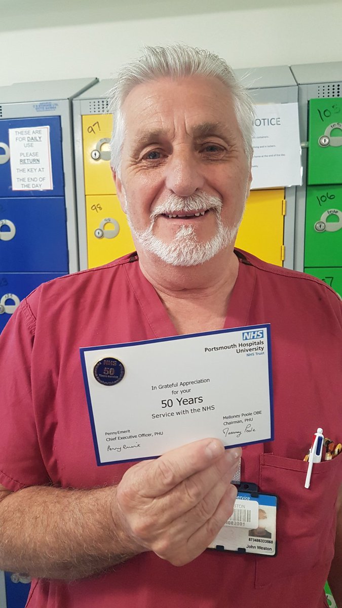Such an inspiration to witness our own OR  Nurse, John Weston received a badge from our CEO, Mrs Penny Emerit, for serving the Trust for 50 years!!!❤  awesome.........thankyou😘