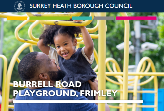 Just one week left to have your say on the proposed new location for Burrell Road playground, Frimley. We have secured funding to refurbish the playground, & are considering options to move the play area into the central open space Have your say by 29 May surreyheath.gov.uk/burrellroadpla…