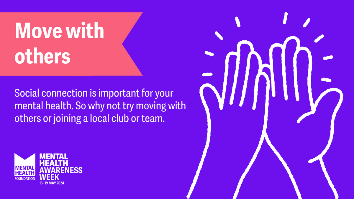 mentalhealth's tweet photo. This #MentalHealthAwarenessWeek, try to find the fun in movement! There are lots of ways to make movement fun – and choosing something you enjoy can make it easier to keep it up. 💜

Read our tips: https://t.co/aFux1wEjQD

#MomentsForMovement https://t.co/k8jRqEG4LY