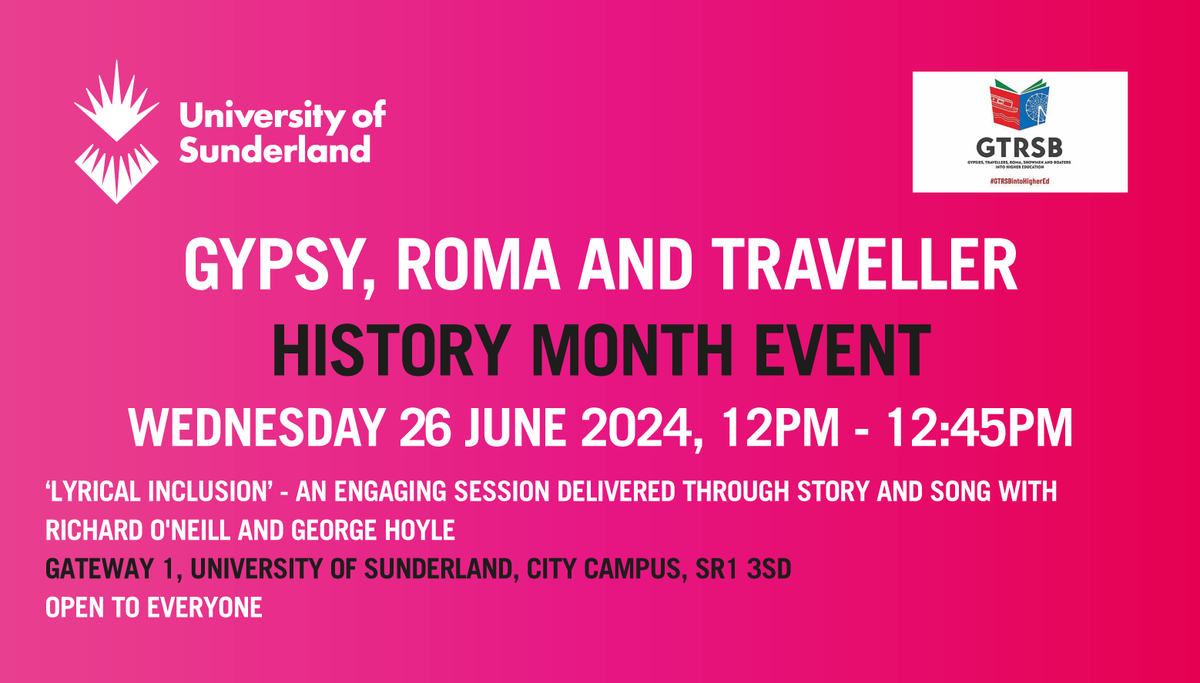 To further celebrate Gypsy, Roma and Traveller History Month in June, @therroneill & @folk_cunning join us on campus to share their insights into equity, diversity and inclusion through story and song. Everyone is welcome to attend. bit.ly/3QIqEha