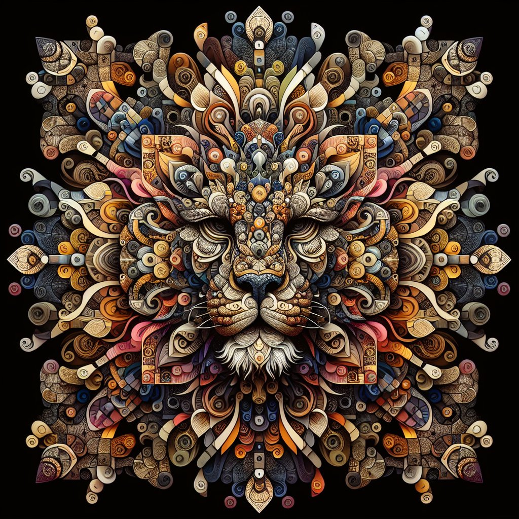 This prompt is amazing, Ludovic 😯😯😯 A kaleidoscopic pattern of collage images, forming the shape and face of a lion, symmetrical, in the style of mixed media, digital art, intricate details, colorful #aiart #art #ai #digitalart #generativeart #artificialintelligence