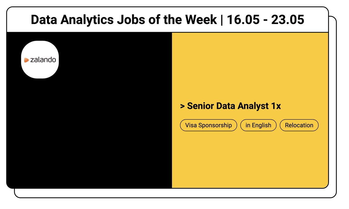 Hey all👋

This week we have a great hand picked Data Analyst position in📍Germany (w/ visa sponsorship):

- @ZalandoTech (e-comm)

Check and apply: datajob.io/search/data-an…