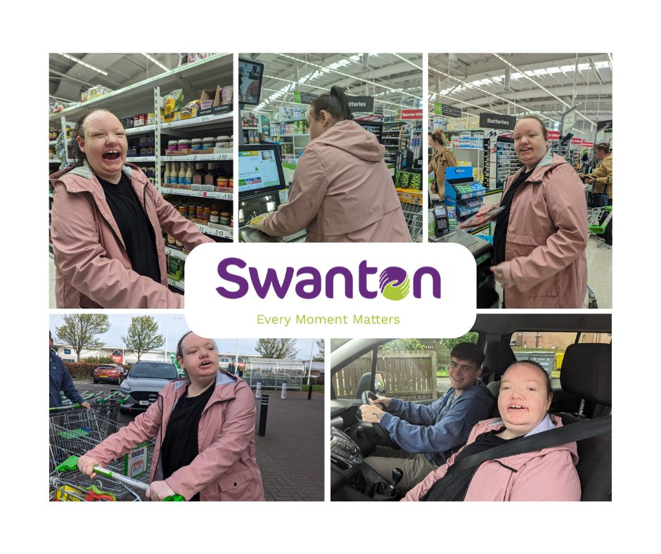 Rebecca, who is supported at Baylis Place in Hull, stepped up to lend a hand with the 'big shop' for Baylis. Accompanied by Pacey (who coincidentally celebrated his 21st birthday!) Rebecca was was very excited to help 🤩

✨ Great work Rebecca! 

#SwantonEthos #Learningdisability