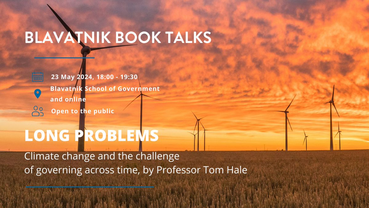 🚀 Don't miss @thomasnhale discussing his new book 'Long Problems: Climate Change and the Challenge of Governing across Time'! #ClimateChange #BookLaunch #LongProblems 📅 May 23, 18:00 BST 🌐 Register today: ow.ly/hXUa50RHigW