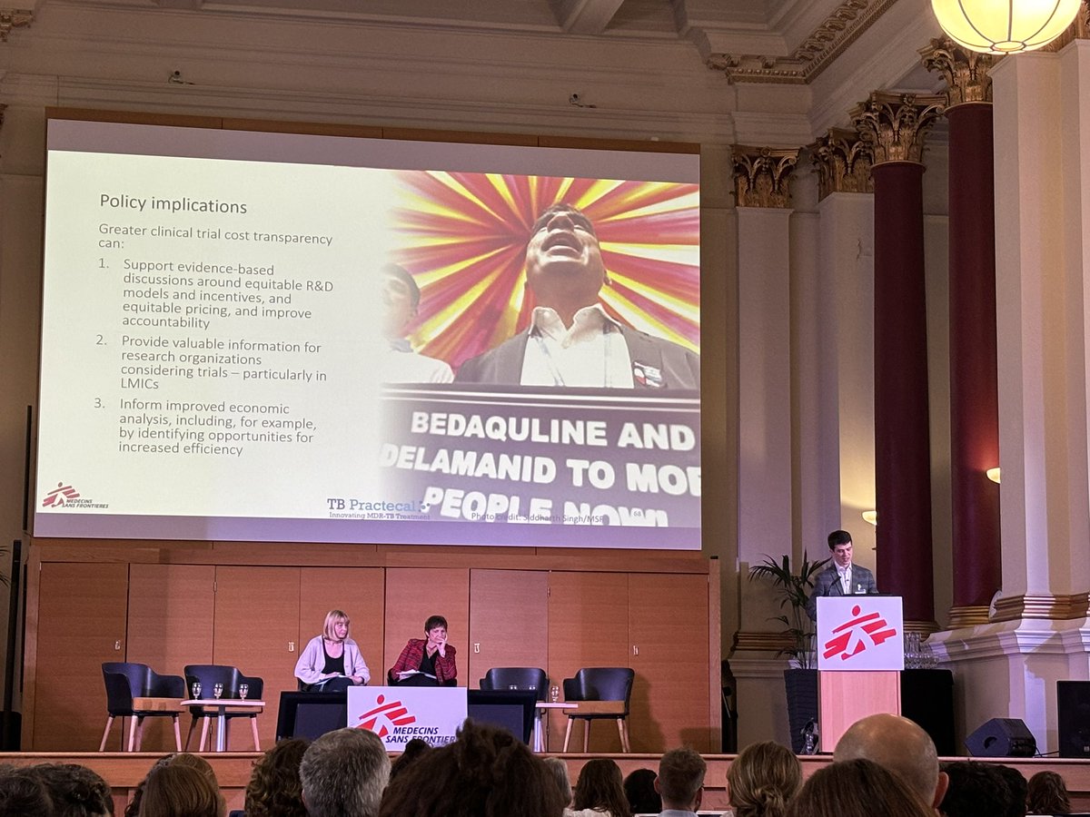 Amazing to see the brilliant @dizgotham presenting the results of our study on the costs of the pivotal MSF TB-PRACTECAL clinical trial at #MSFSci msfaccess.org/precedent-sett…