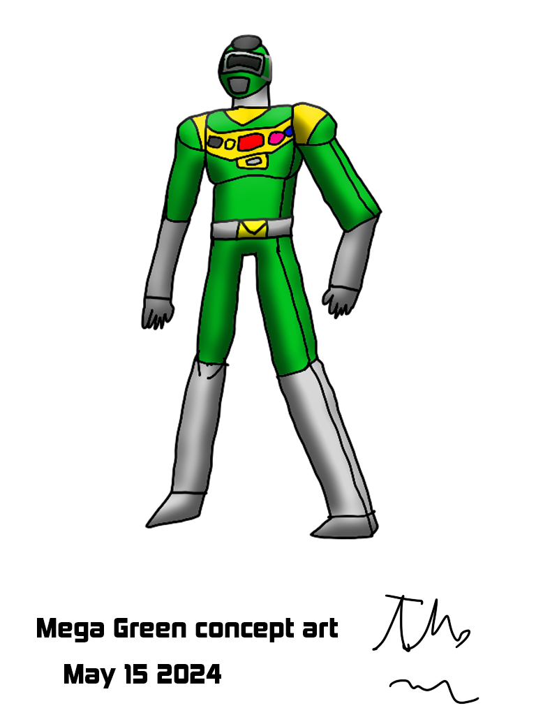 Mega Green Concept art #artwork #drawings #characterart #characterdesign #conceptart #megaranger #supersentai #powerrangers #inspace #greenranger #digitalart #oc #originalcharacter #art #digitalpainting #digitalpaint