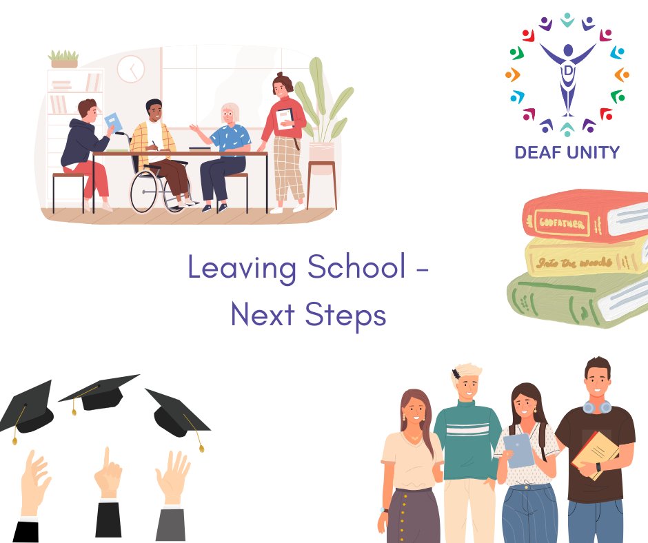 Are you a school leaver wondering what to do next? 🎓🎒

At Deaf Unity, we want to help make the transition to the next chapter of your life as smooth as possible. Keep your eyes peeled for upcoming content on #apprenticeships, as well as words of wisdom from a #schoolleaver.