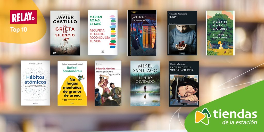 ¡Descubre el TOP 10 de #Relay de mayo en #tiendasdelaestación! 📚

Los libros más vendidos en #Relay están en #tiendasdelaestación de #Alicante, #MadridChamartínClaraCampoamor, #MadridPuertaDeAtochaAlmudenaGrandes o #SevillaSantaJusta