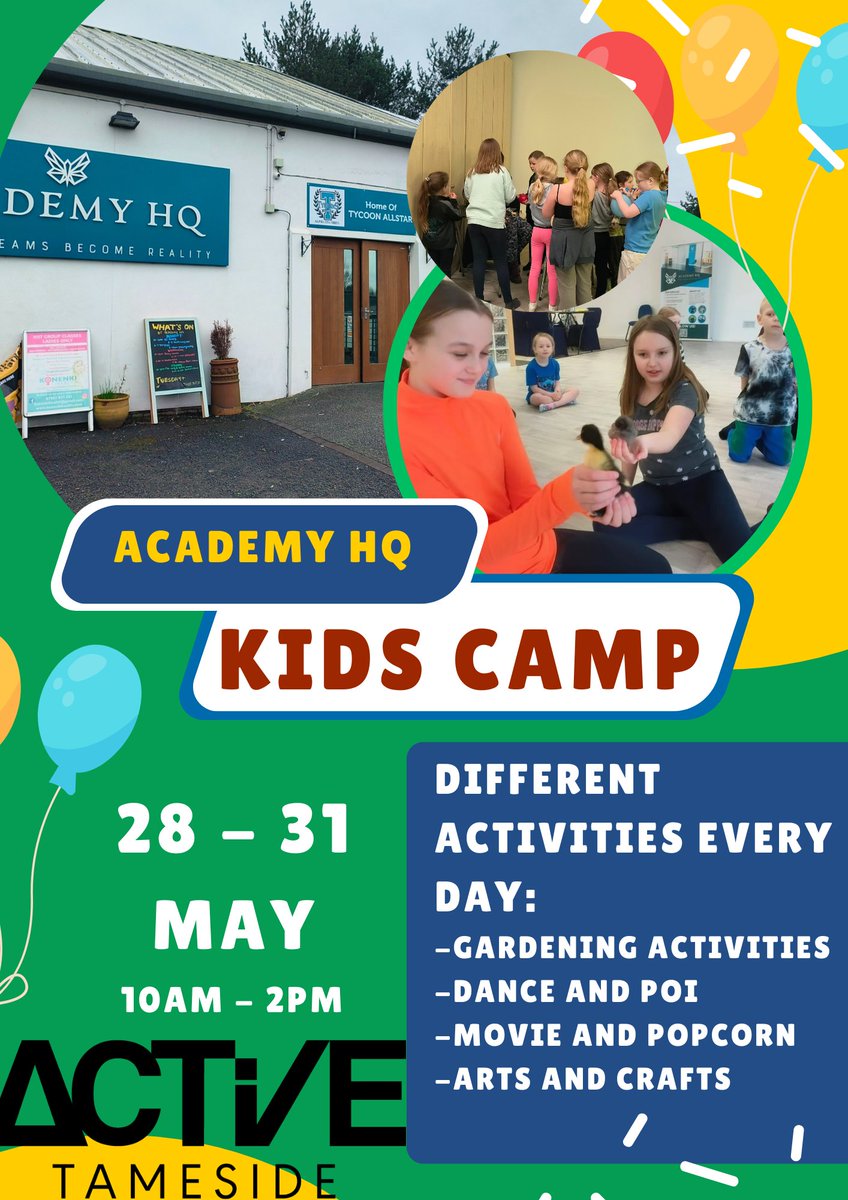 Half term kids camp is fast approaching! Here's some of the fun activities we do! We try to bring fresh and engaging activities every day. Starts May 28th 10-2. Book here: eequ.org/experience/8148
#Poi #AnimalFarm #Gardening #Mascots #Dance #Art #Crafts #Games #Prizes #FreeMeal