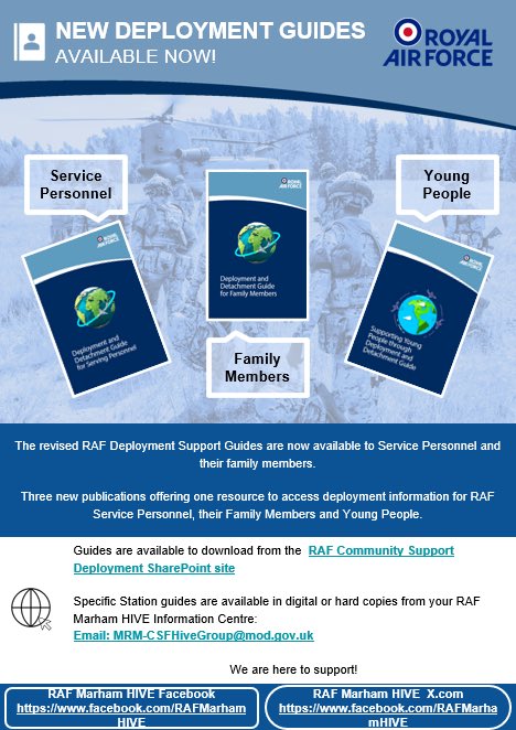 We respectfully ask this isn’t shared on other pages or groups.

Are you going OOA soon? ✈️🌍

Deployment guides and children's support materials are available from your HIVE Information Officer. 

@RAFHIVE  @RAFMarhamHIVE #deployment #support