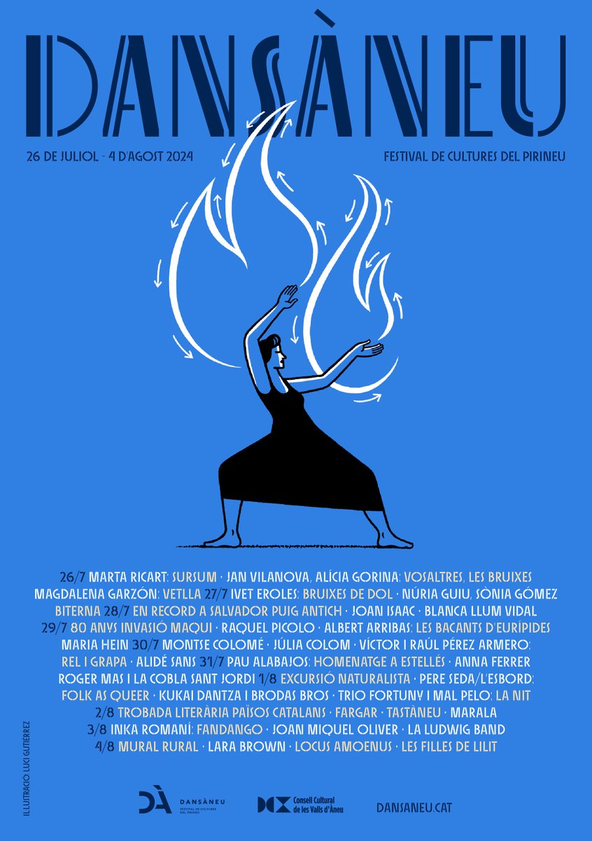 33è DANSÀNEU 🔥 Dansa, música, patrimoni, bruixeria, memòria històrica, llengua i natura centren la 33a edició del Dansàneu · Festival de cultures del Pirineu

⛰️Del 26 de juliol  al 4 d'agost de 2024 a les Valls d'Àneu #Dansàneu24

🎟️ Entrades: dansaneu.cat