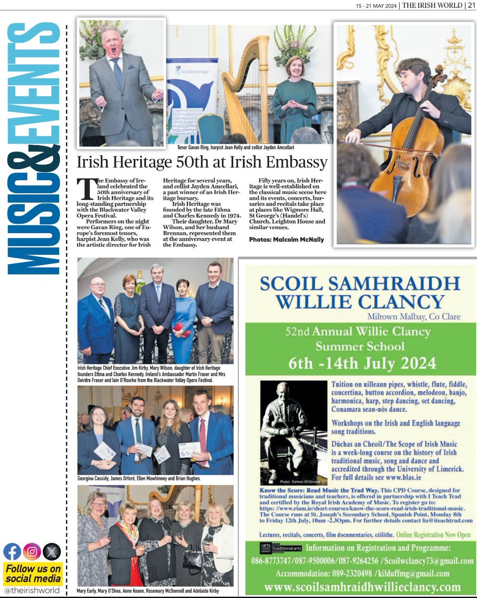 Irish Heritage (@heritageirish) on Twitter photo Great coverage in <a href="/theirishworld/">the Irish World</a> this week of our 50th anniversary celebration at the Embassy - make sure you pick up your copy! Great coverage in <a href="/theirishworld/">the Irish World</a> this week of our 50th anniversary celebration at the Embassy - make sure you pick up your copy!