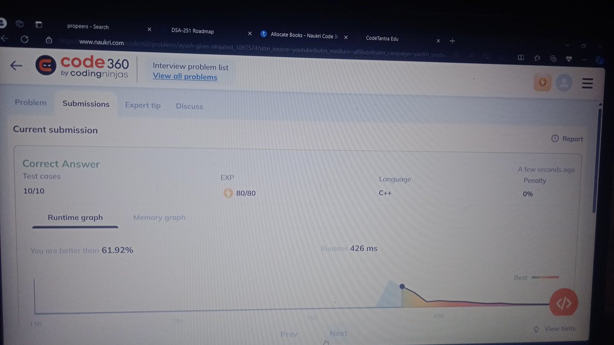 himanshu502061's tweet image. Day 6 of #100DaysOfCode: 🚀 Solved the "Allocate books" array problem today! 💻 It was a challenging but rewarding experience. Excited to keep pushing myself and tackling more coding challenges! #Programming #ArrayProblem