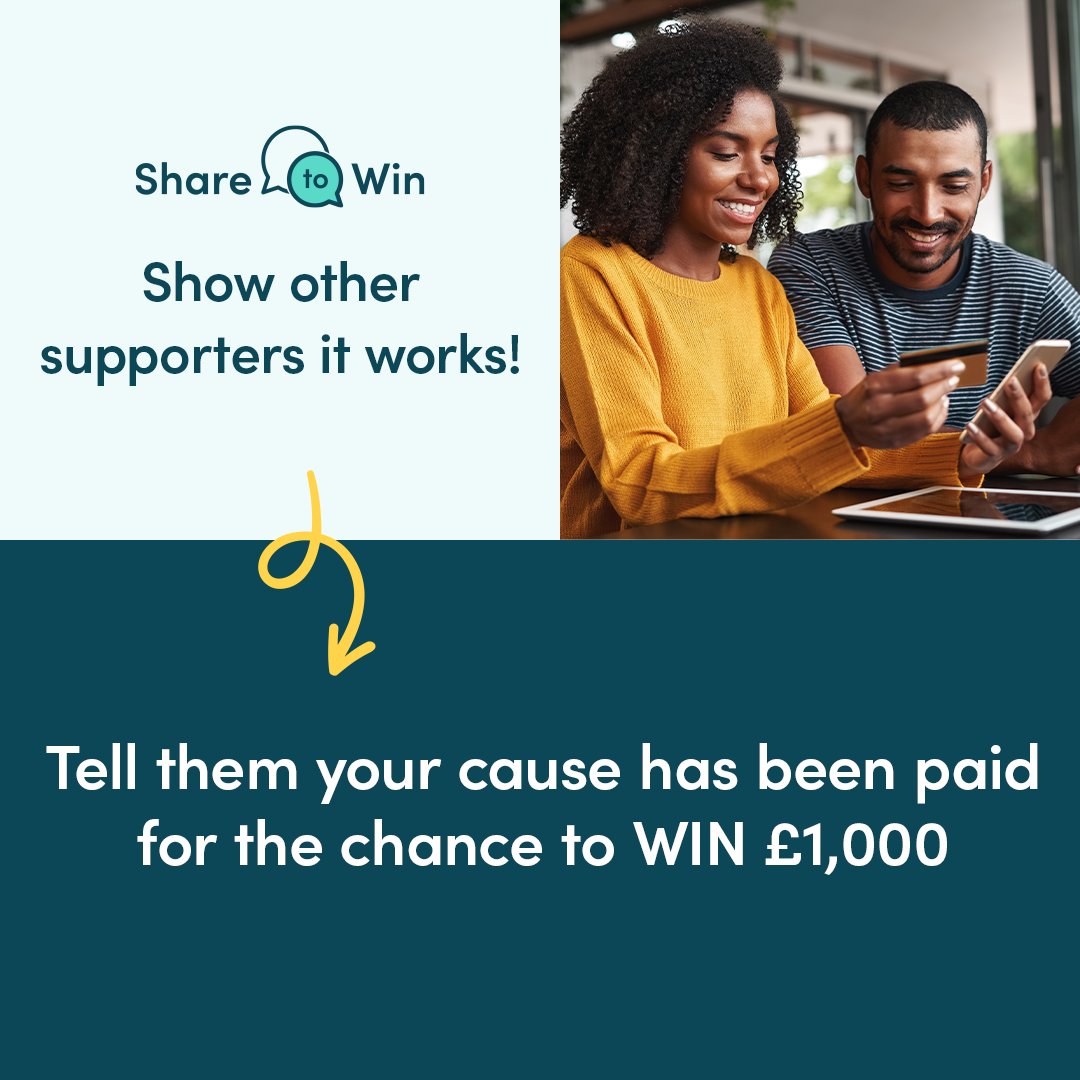 🌟 Share the good news of your cause's payment with our ready-made tools, or encourage more supporters to get collect donations as they shop ahead of the next #DonationDay and you could win your cause an extra £1,000 donation! Find out more below.