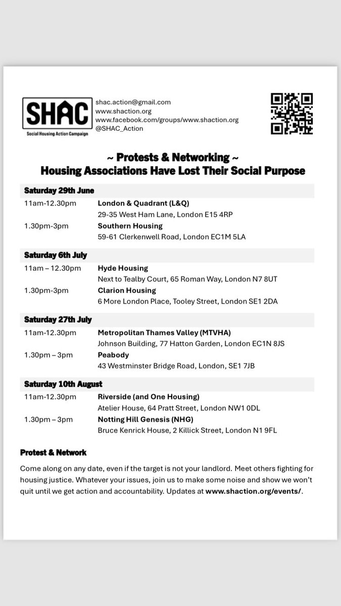 Join @SHAC_Action at these events ⬇️⬇️⬇️ @LostInSW19 @LQ_Ostrich @in_quadrant @MtvTenant @OHGResidents @OHG_Sharedowner @GenesisHAaction @CladdingPeabody @BadPeabody @FixingSO @STimea3 @ResourcesShared @cladding_crisis @Contact19208213 @HousRebellion @FreeLeasehlders @NLC_2019