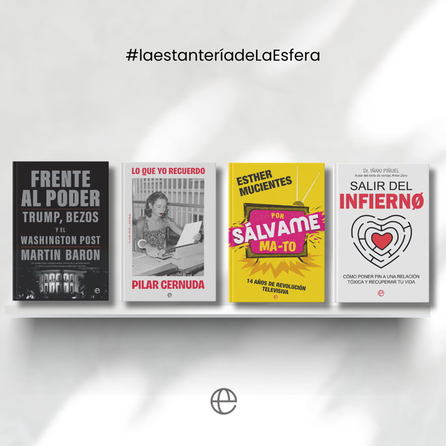 esferalibros's tweet photo. 📚 Los nuevos libros en #laestanteríadelaesfera son:
‘Frente al poder’, de Martin Baron
‘Lo que yo recuerdo’, de Pilar Cernuda
‘Por SÁLVAME ma-to’, de Esther Mucientes
‘Salir del infierno’, de Iñaki Piñuel
📚ℹ️🧵⬇️ https://t.co/Tm8nvVxZfV