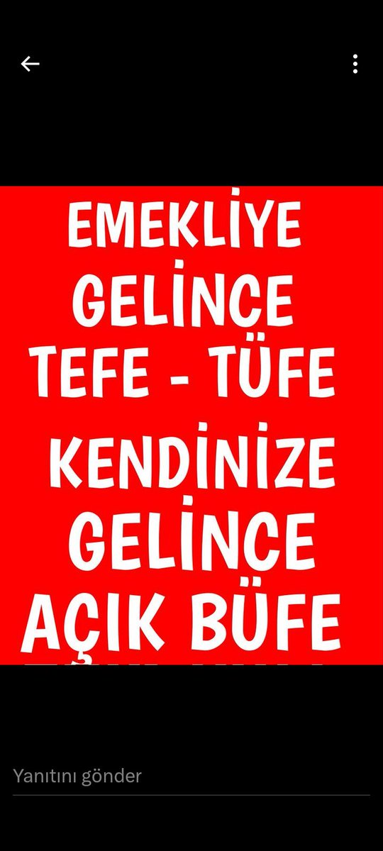 Biz Emeklilere Gelince Tefe Tüfe Başkalarına Gelince Açık Büfe Biz Emekliler Adalet ve Eşitlik İstiyoruz. TAG 👇 #EmeklininCebiHepBoş #5000KısmiZorda @RTErdogan @isikhanvedat @eczozgurozel @alimahir 👇