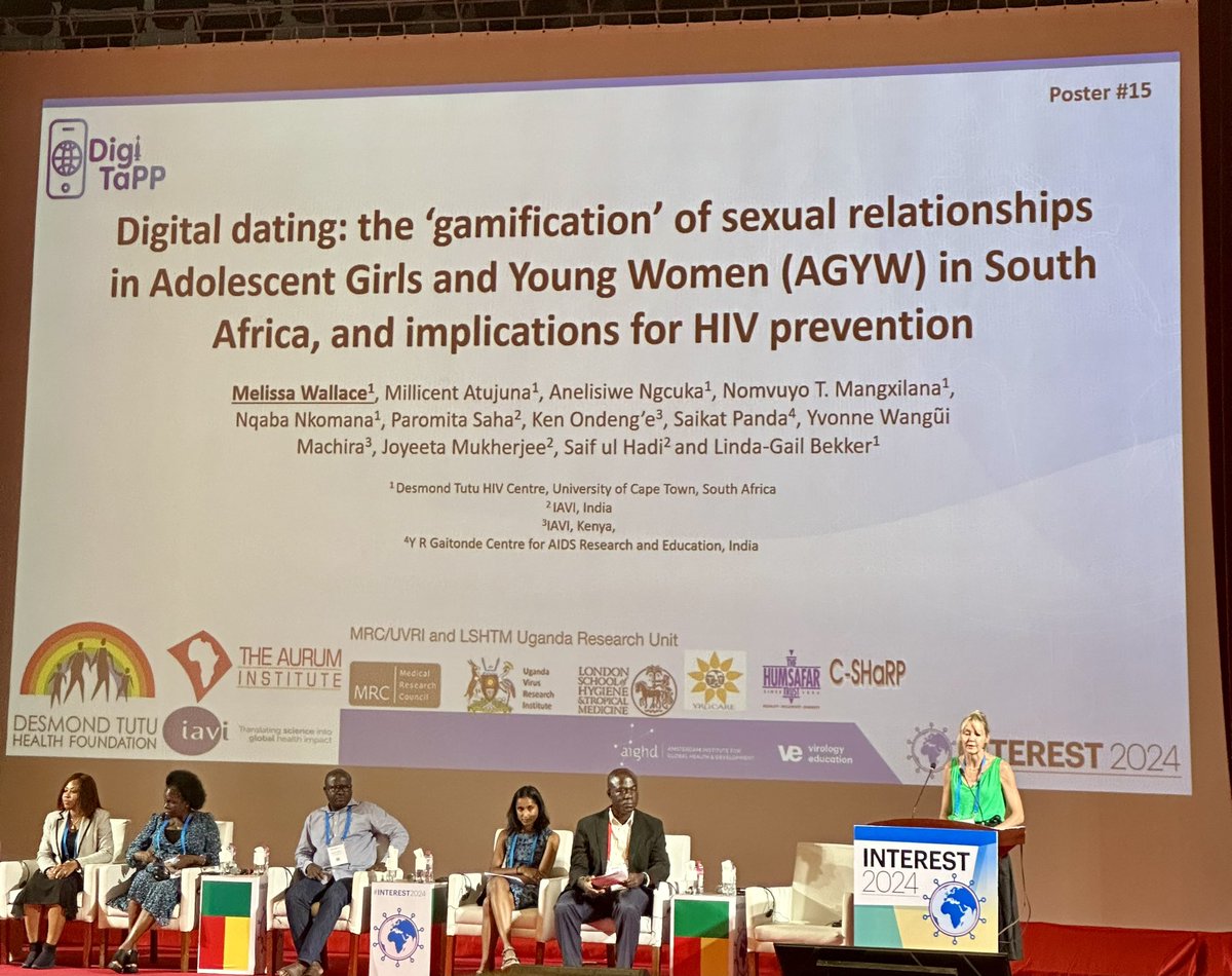 Dr Melissa Wallace giving an oral presentation about her abstract at @interestconference 🎉. The abstracts looks at digital dating of sexual relationships among adolescent girls and young women (AGYW) in South Africa and implications for PrEP. #desmondtutuhealthfoundation